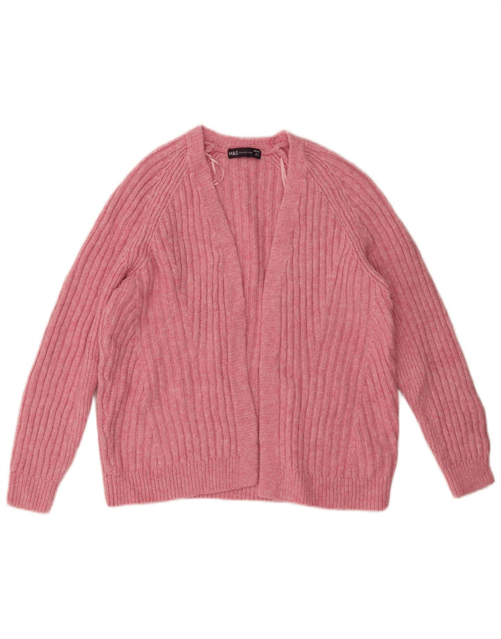 Marks & Spencer Pull cardigan ouvert pour femme UK 14 Acrylique rose moyen