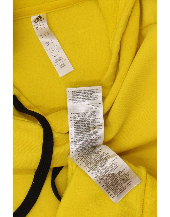 ADIDAS Mens Hoodie Jumper Small Yellow Cotton Vintage Adidas and Second-Hand Adidas from Messina Hembry 