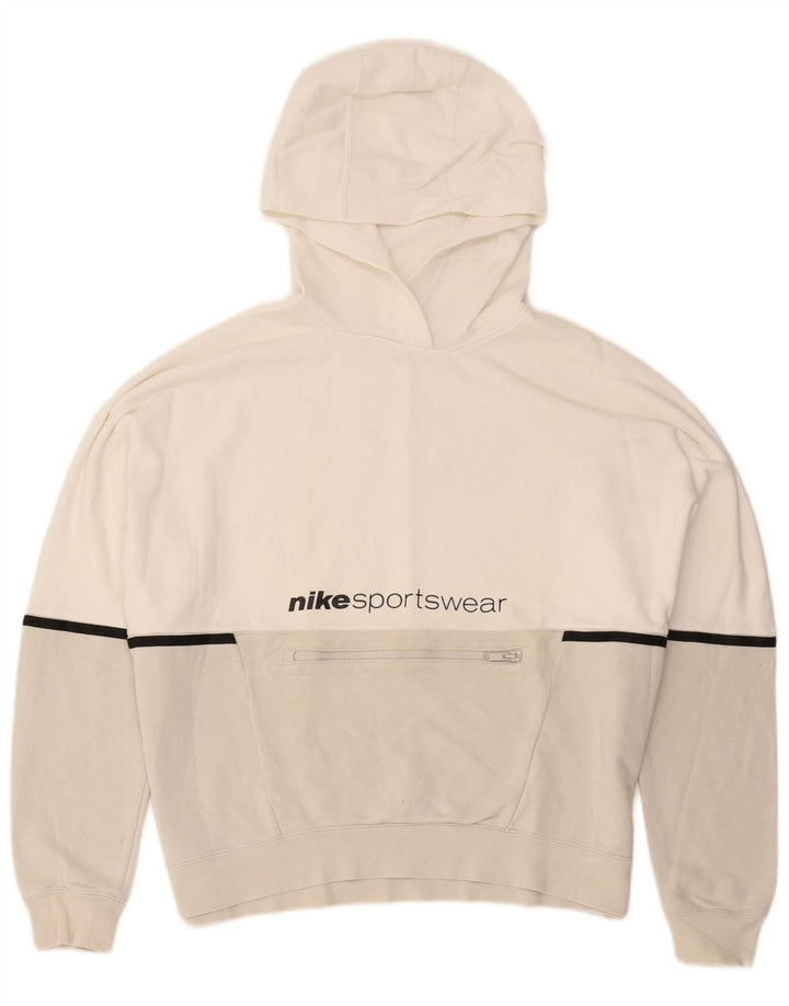 Nike Pull à capuche graphique en coton color block blanc moyen pour homme