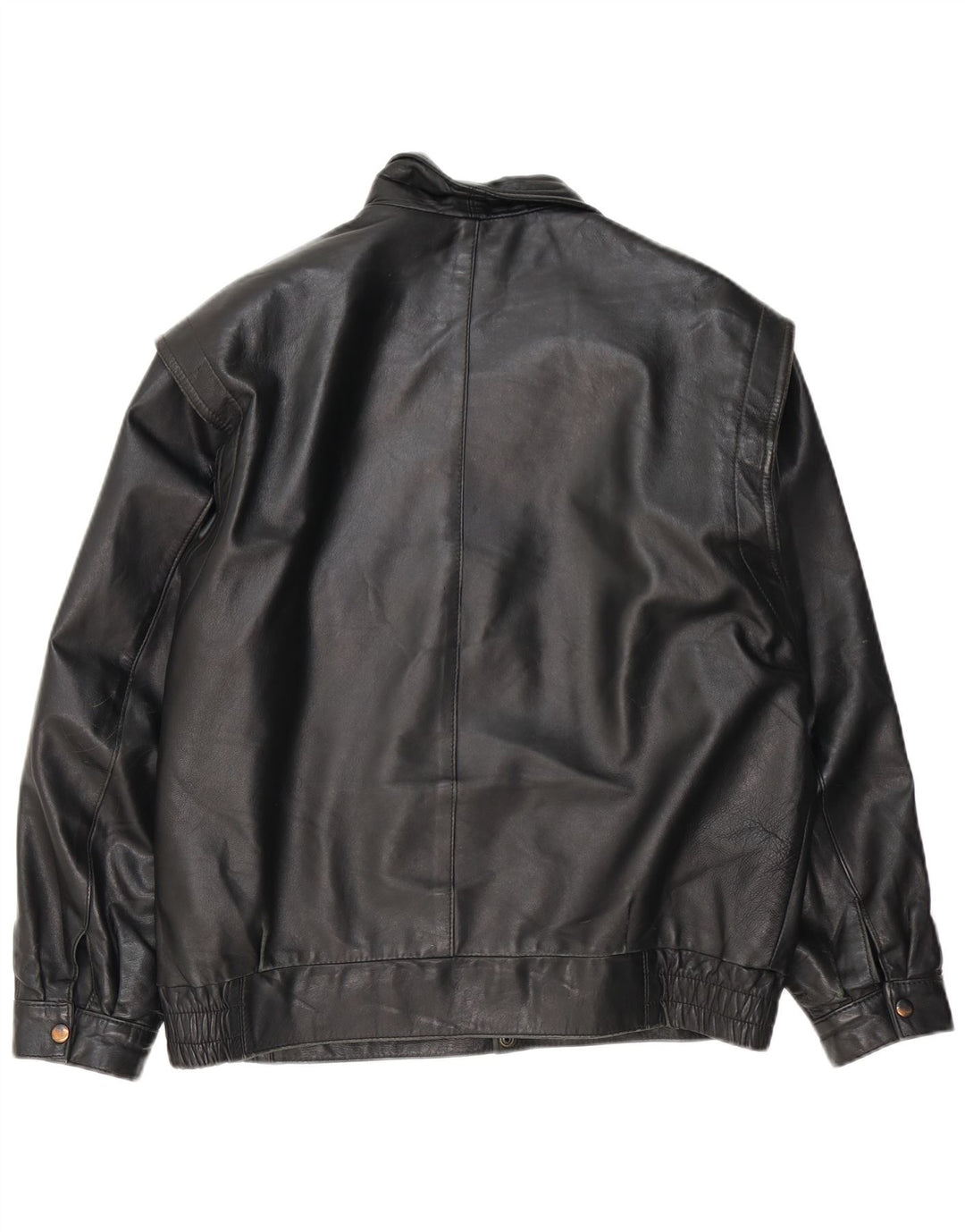VINTAGE Veste en cuir homme UK 40 Grand cuir noir