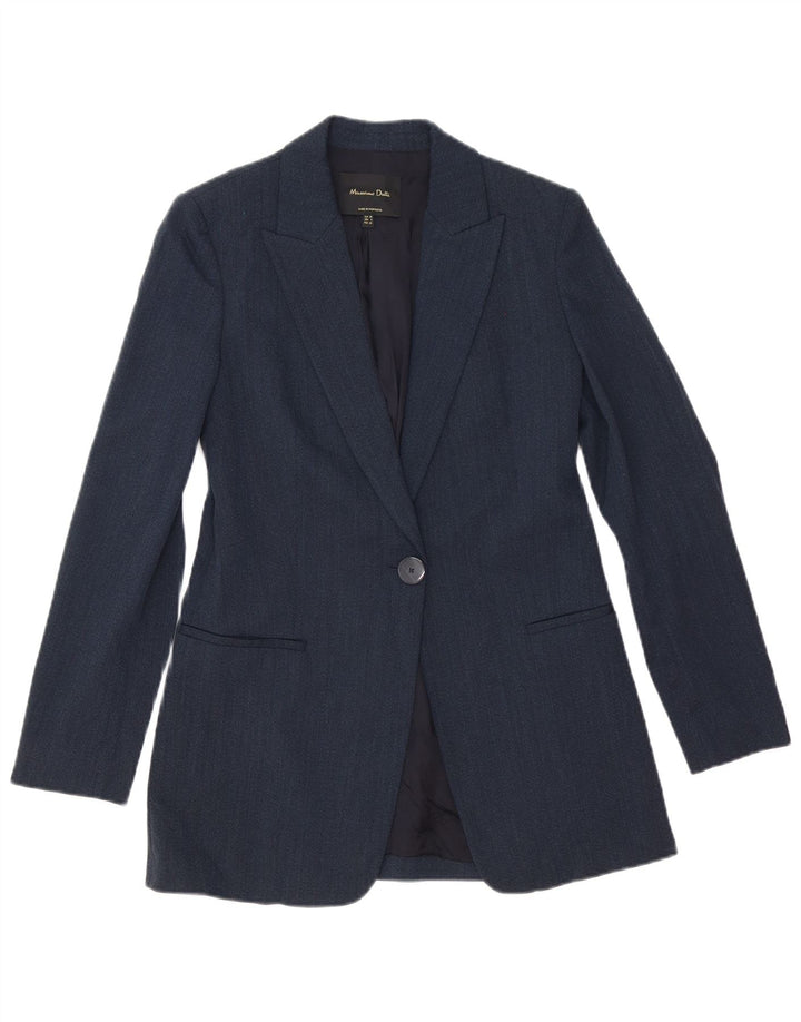 Massimo Dutti Veste Blazer 1 Bouton Femme EU 36 XS Bleu Marine Viscose