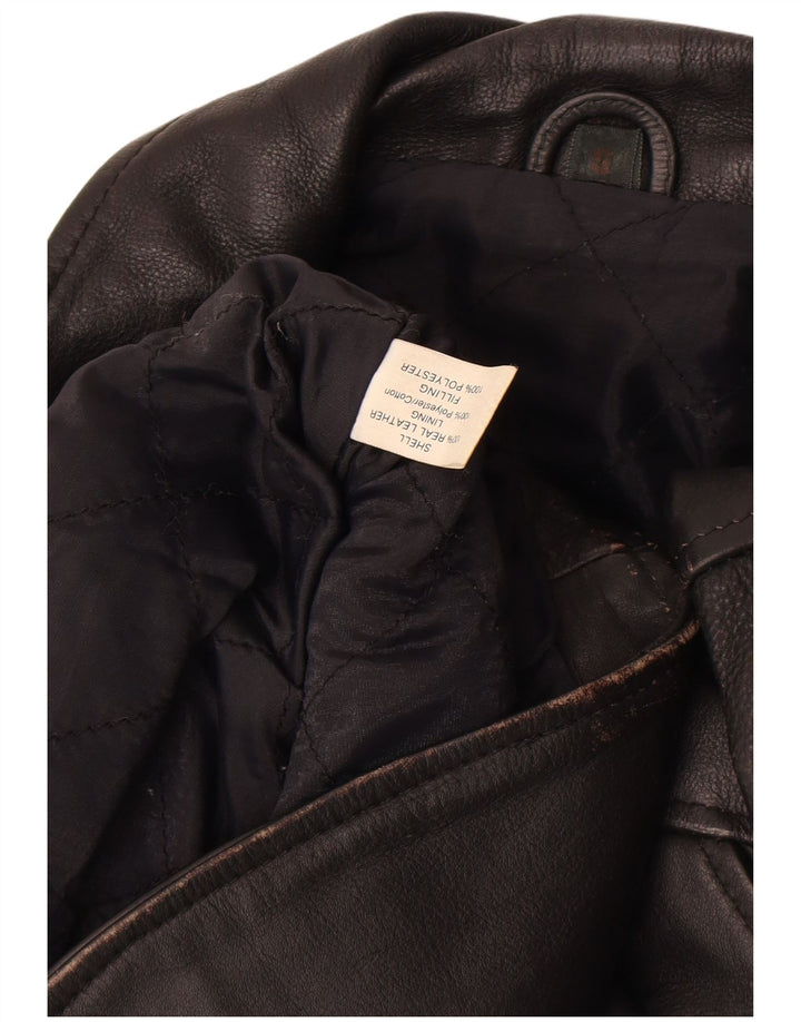 vintage Mens Leather Biker Jacket UK 36 Petit cuir noir