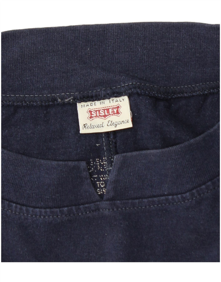 Sisley Pull-over surdimensionné graphique pour femme UK 14 Bleu marine moyen