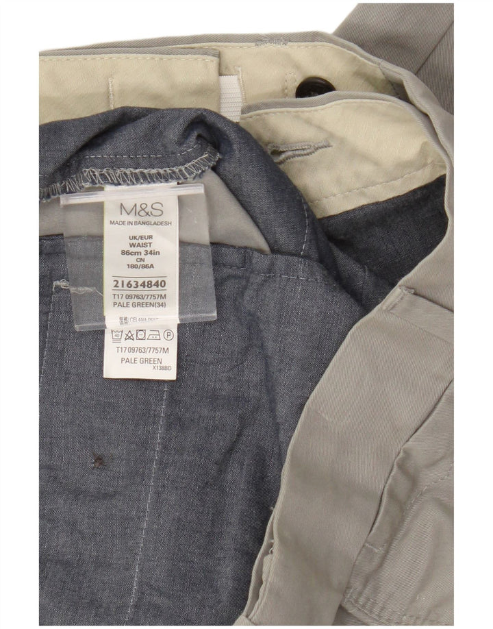 Marks & Spencer Short Chino Homme W34 Grand Gris Coton