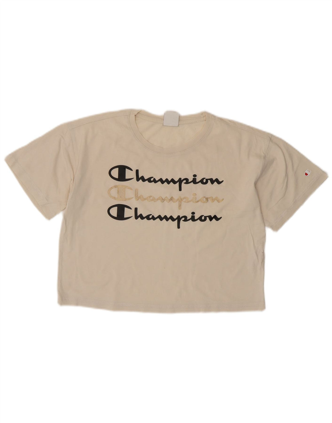 CHAMPION T-shirt court surdimensionné pour femme UK 10 Small Blanc cassé