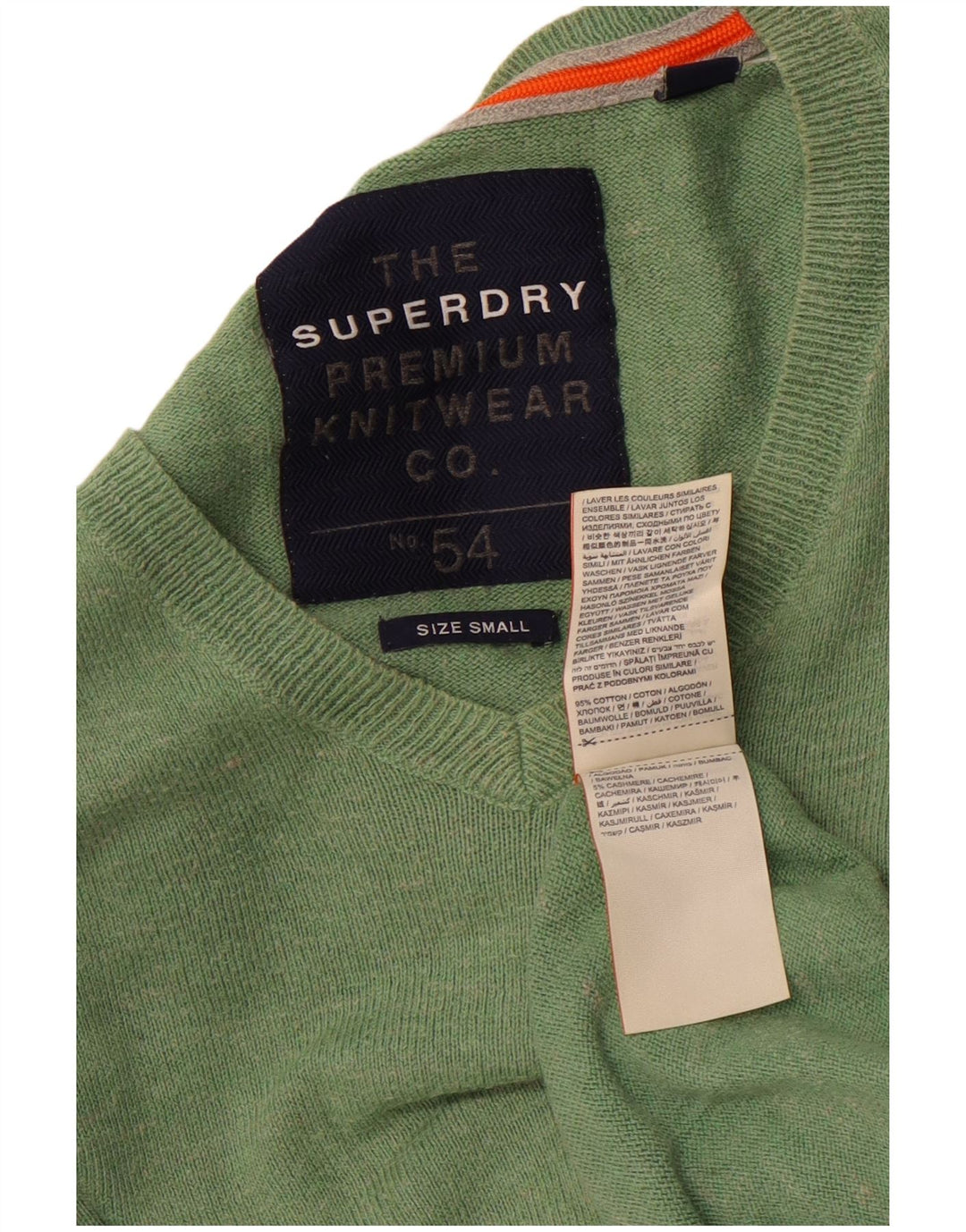 Superdry Pull col V en coton vert petit homme