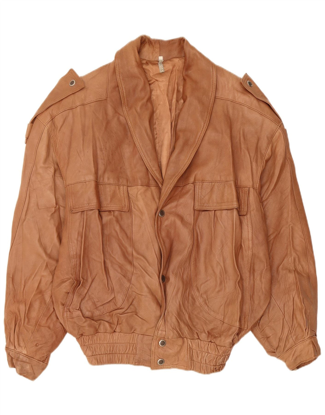 VINTAGE Veste en cuir militaire pour homme UK 44 2XL Cuir marron