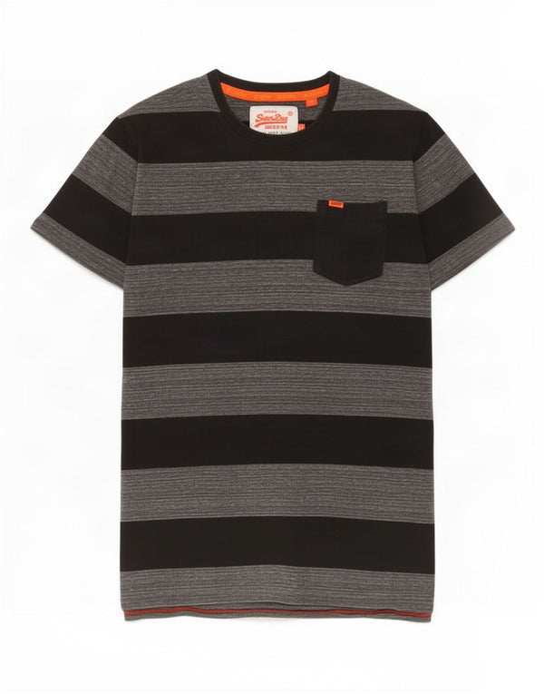 Superdry T-Shirt Homme Gris Moyen Rayé Coton