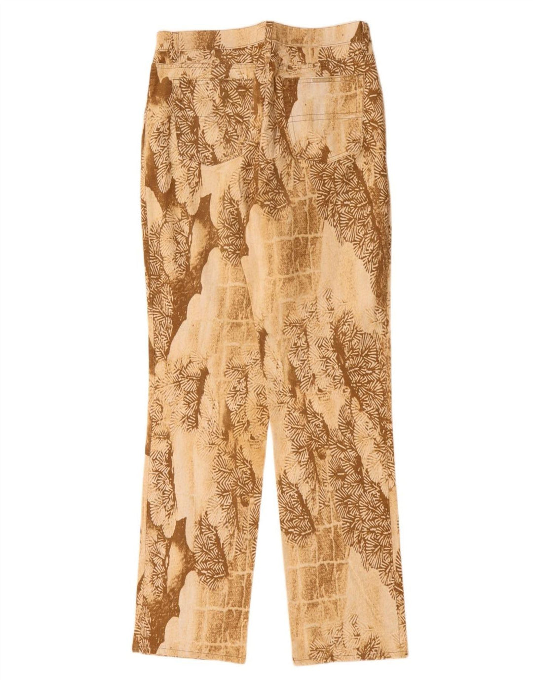 Trussardi Femme Pantalon Droit Décontracté À Motif Abstrait W32 L33 Beige