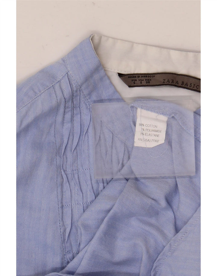Zara Chemise pull femme UK 10 Petit coton à chevrons bleu