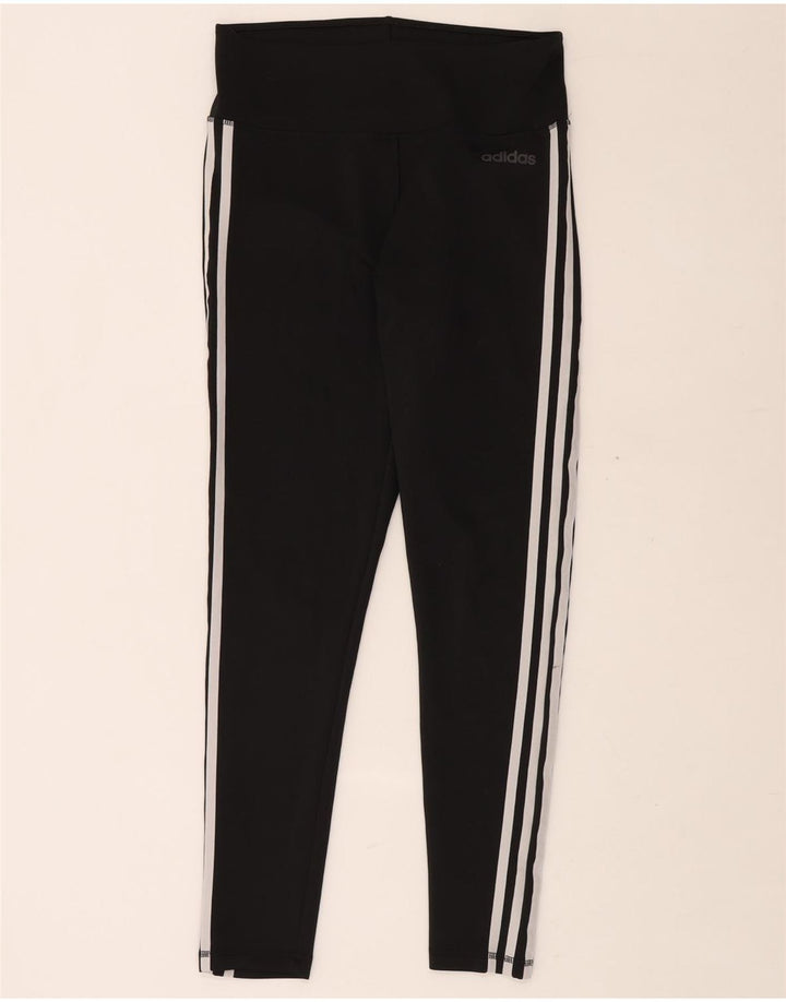 ADIDAS Femmes Climalite Leggings UK 12/14 Moyen Noir Polyester