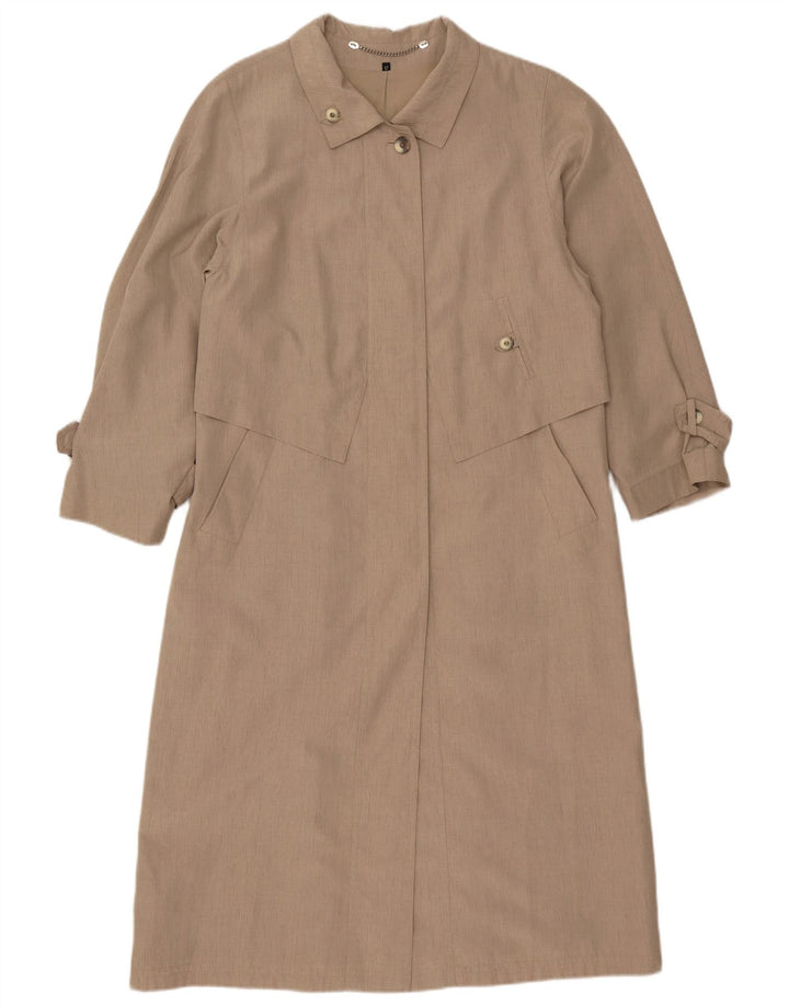 vintage Femme 3/4 Manches Trench Coat UK 17 Grand Beige Polyester
