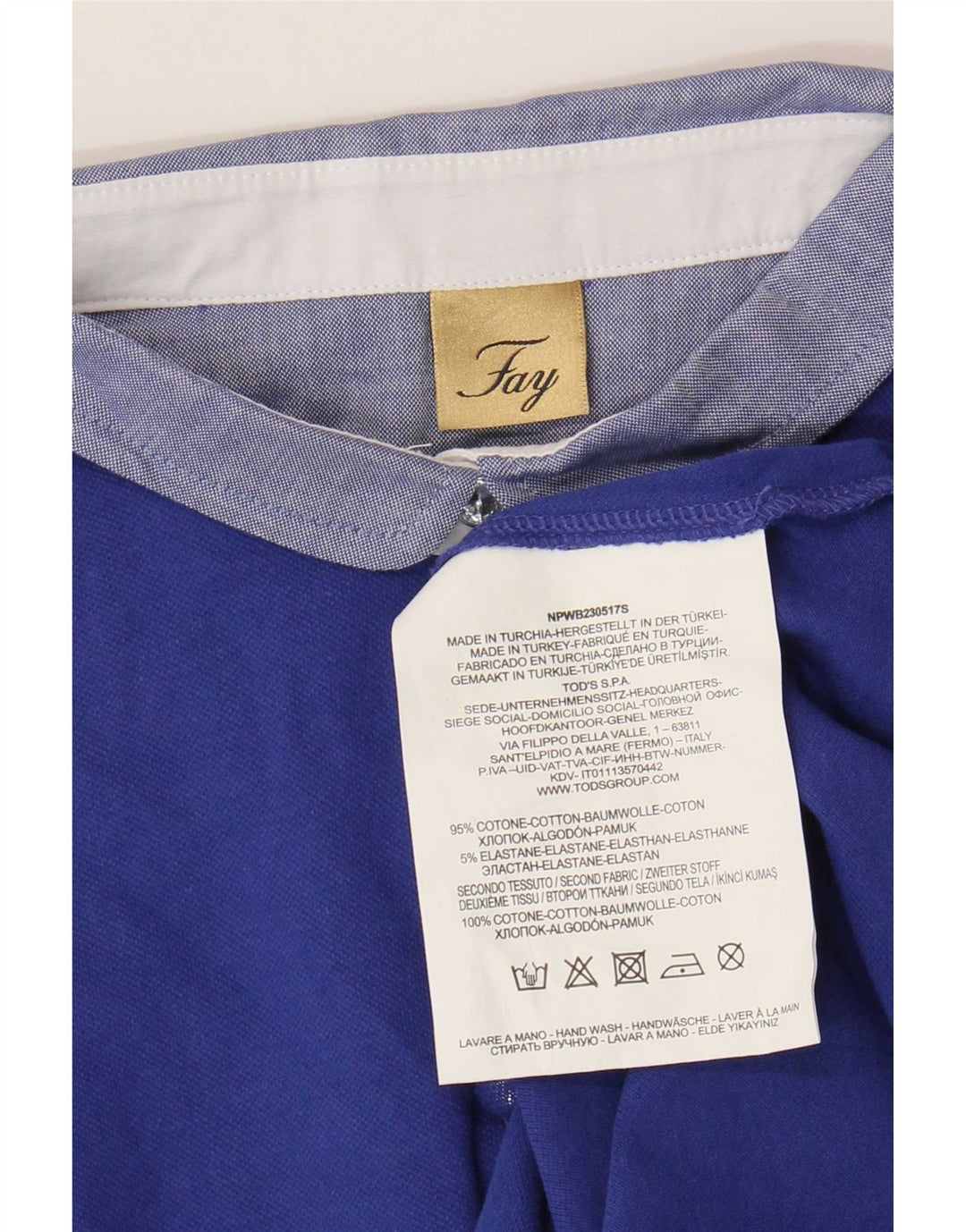 Fay Polo Femme UK 14 Grand Bleu Coton