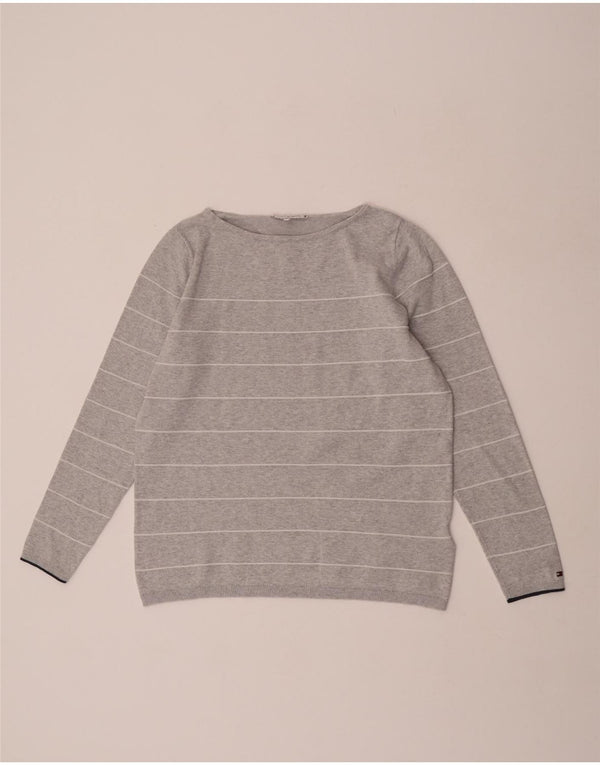 Tommy Hilfiger Pull col bateau pour femme UK 12 Gris moyen rayé