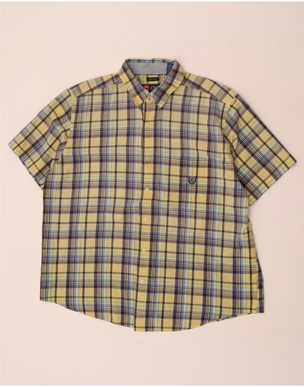 Chaps Chemise à manches courtes pour homme XL en coton à carreaux jaunes