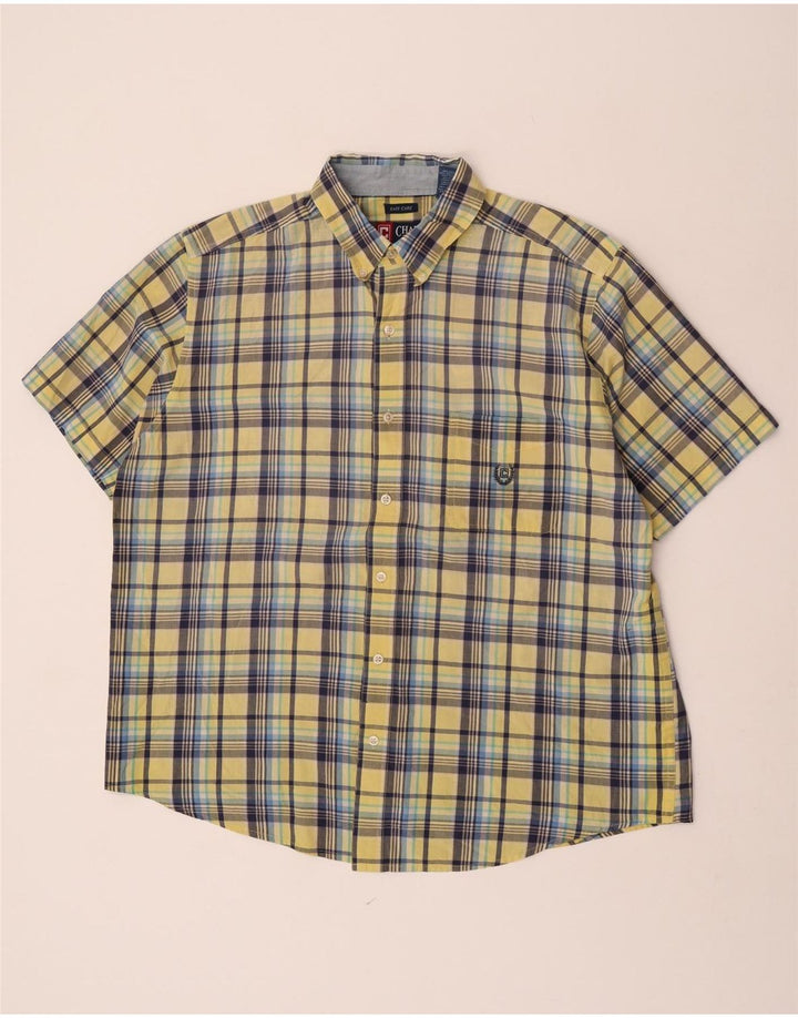 Chaps Chemise à manches courtes pour homme XL en coton à carreaux jaunes