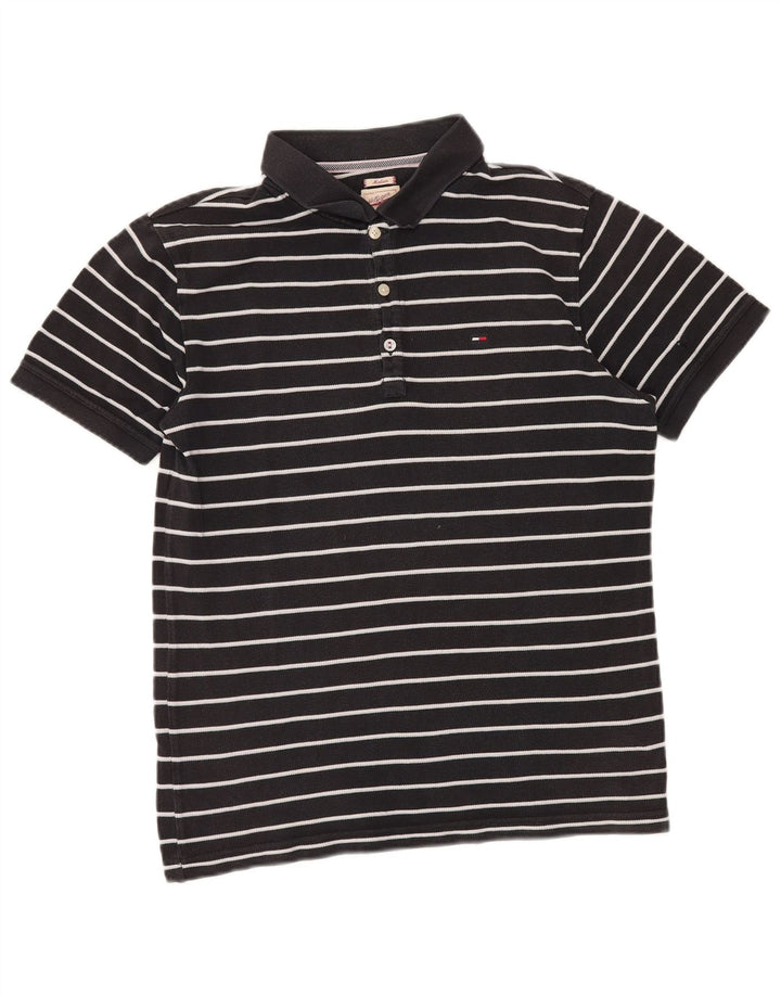 TOMMY HILFIGER Polo Homme Coton Rayé Noir Moyen