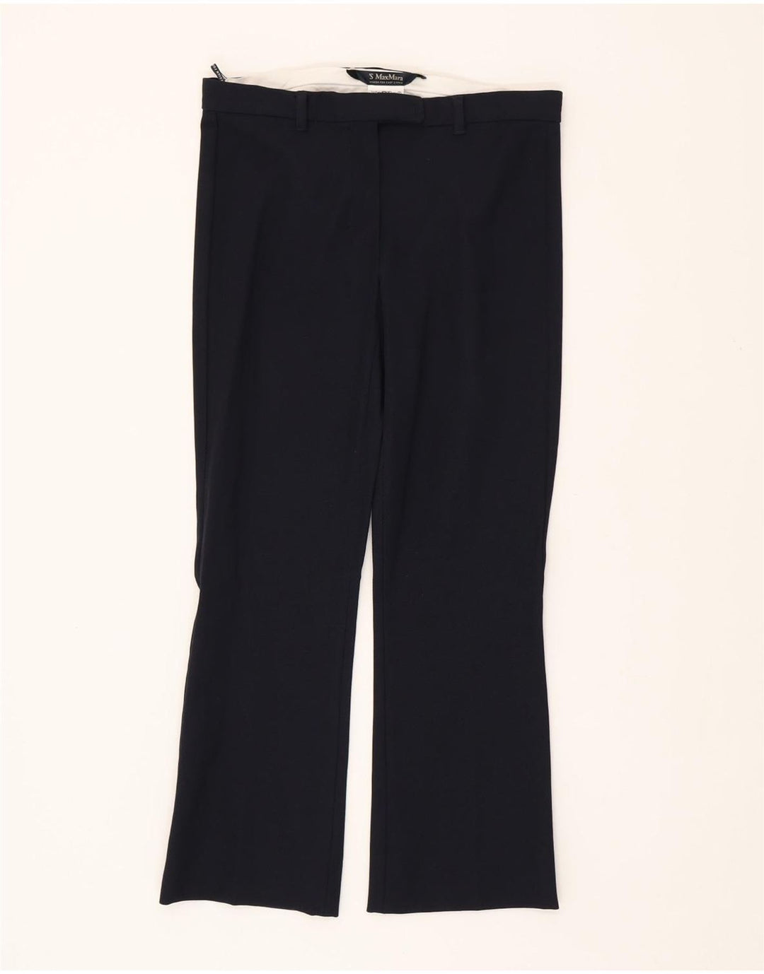 MAX MARA Pantalon de costume bootcut pour femme UK 4 XS W26 L25 Bleu marine Coton