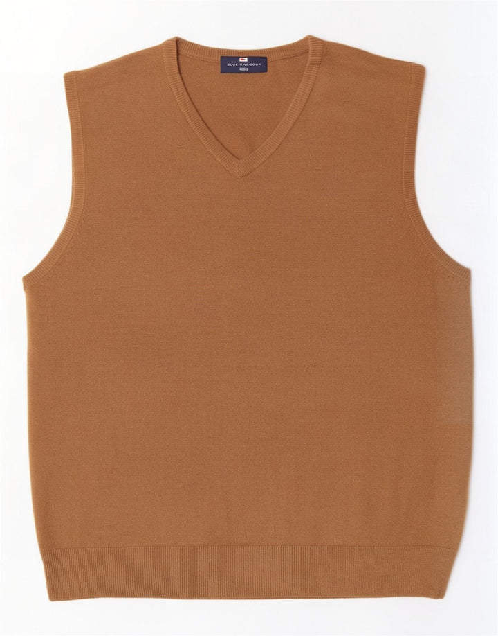 Marks & Spencer Débardeur Blue Harbor Vest pour hommes, grand, en acrylique beige