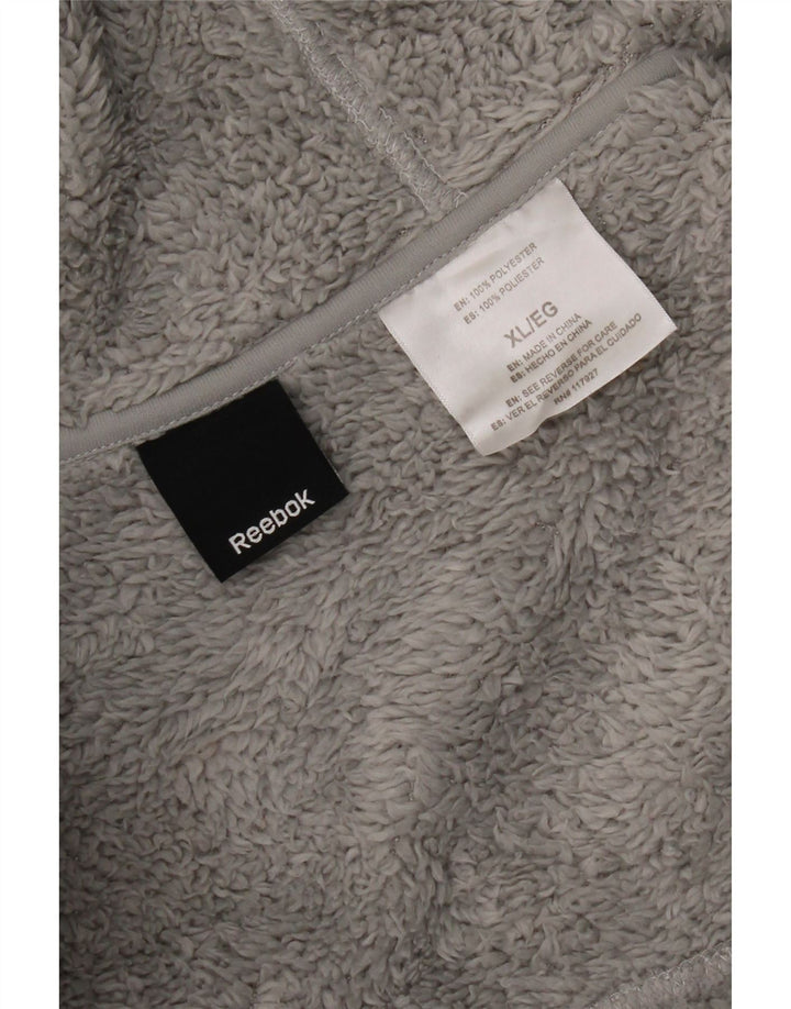 Reebok Veste polaire à capuche pour homme UK 42 XL Gris Polyester