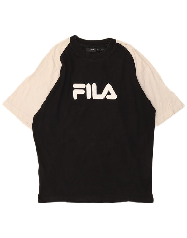 Fila Homme T-Shirt Graphique Haut Large Noir Colourblock Coton