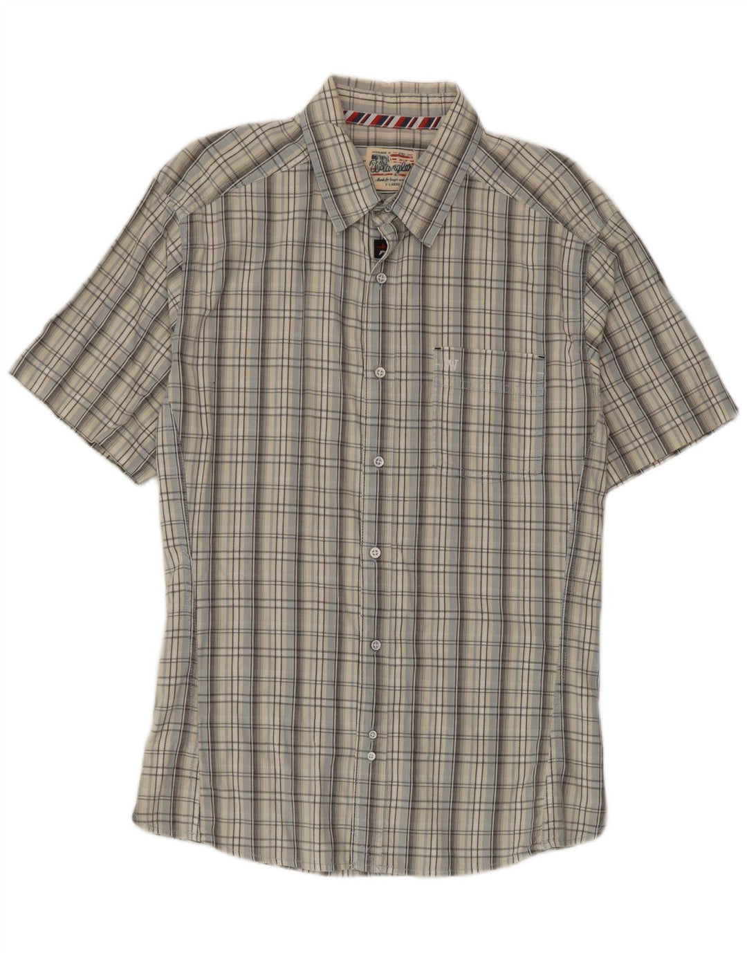 Wrangler Chemise à manches courtes pour homme XL en coton à carreaux gris