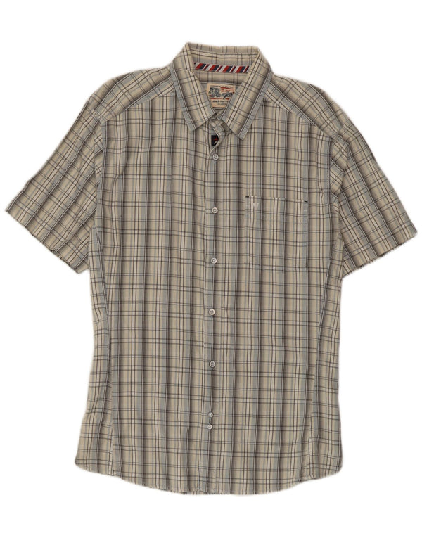 Wrangler Chemise à manches courtes pour homme XL en coton à carreaux gris
