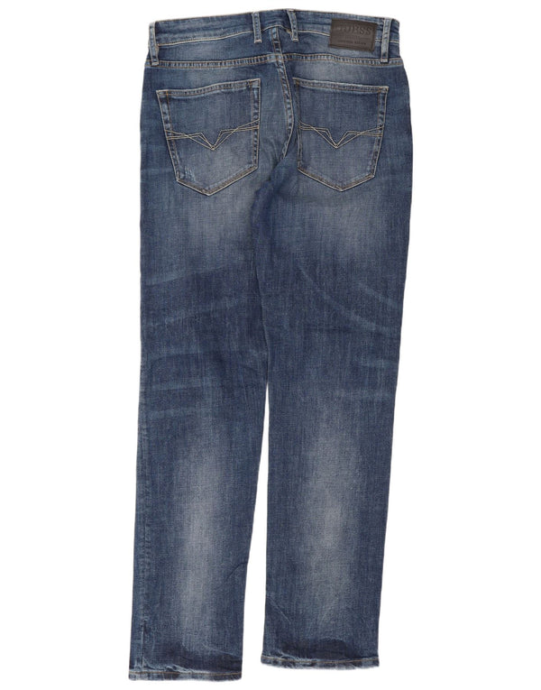 Guess Jean droit slim vieilli pour homme W33 L32 Bleu