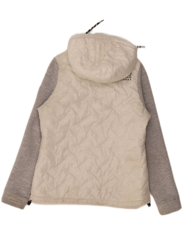 Superdry Veste matelassée à capuche pour femme UK 14 Large Blanc Colourblock