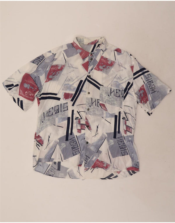 vintage Chemise à manches courtes pour hommes XL Géométrique multicolore