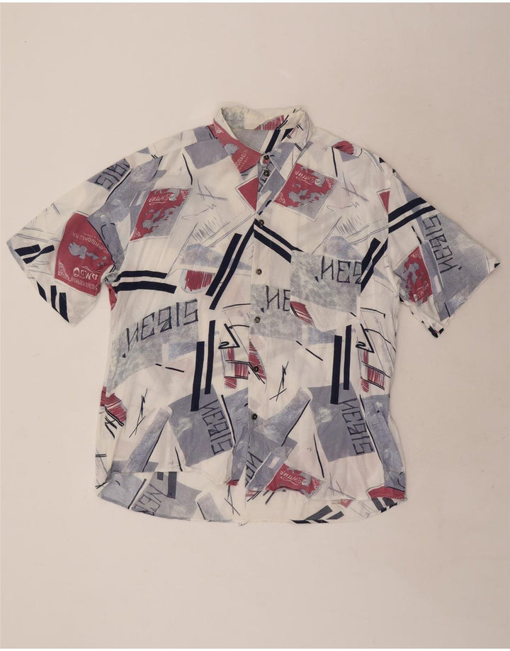 vintage Chemise à manches courtes pour hommes XL Géométrique multicolore