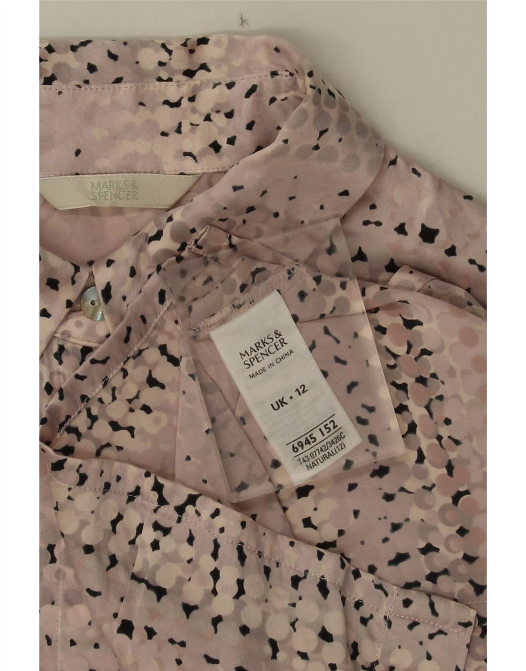 Marks & Spencer Chemisier pour femme UK 12 en soie à pois rose moyen