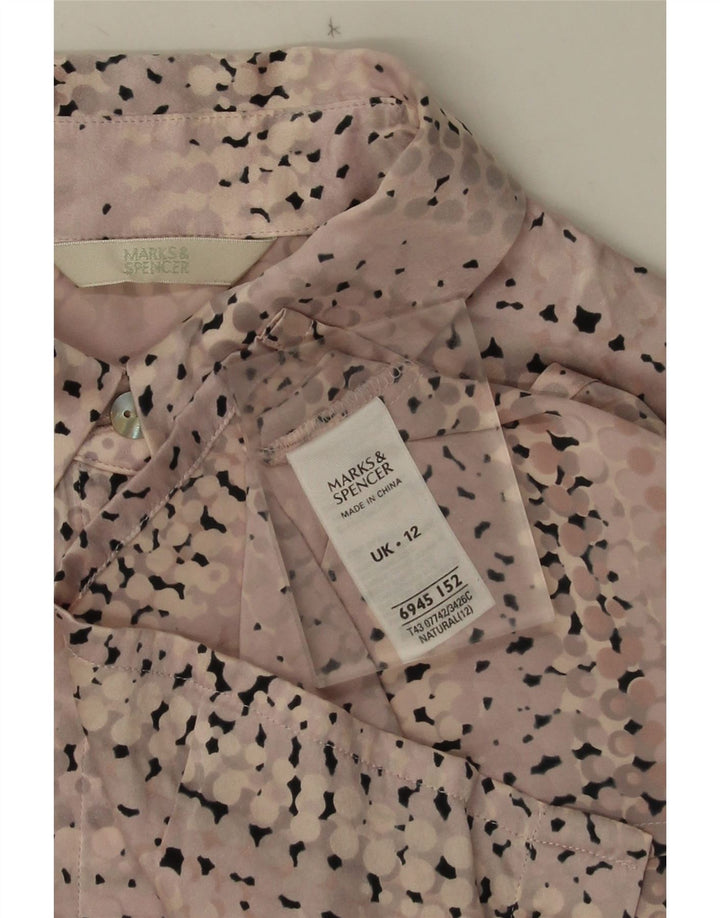 Marks & Spencer Chemisier pour femme UK 12 en soie à pois rose moyen