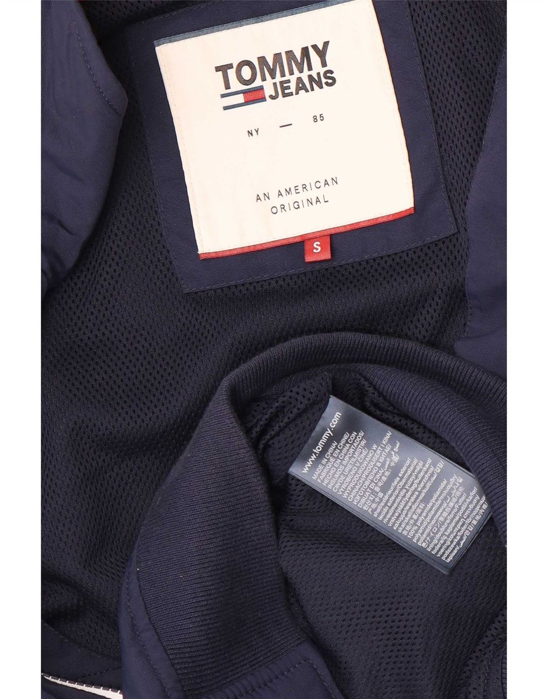 Tommy Hilfiger Veste Bomber Homme UK 36 Petit Bleu Marine Polyamide