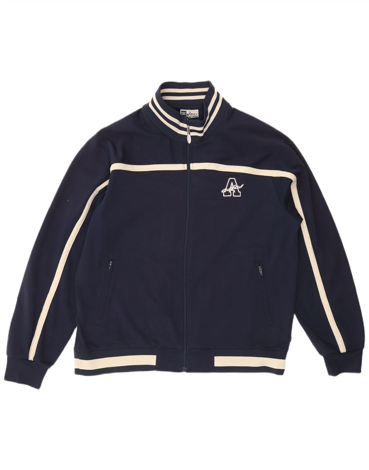 ASICS Veste de survêtement pour homme XL Bleu marine Colorblock Polyester