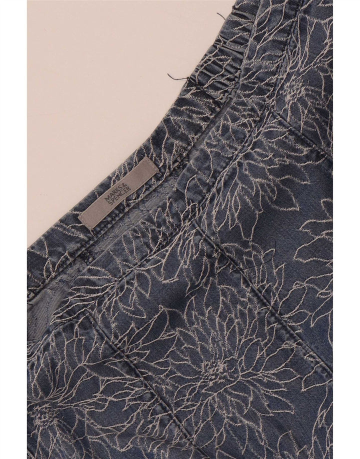 Marks & Spencer Jupe évasée en jean pour femme W28 Bleu moyen floral