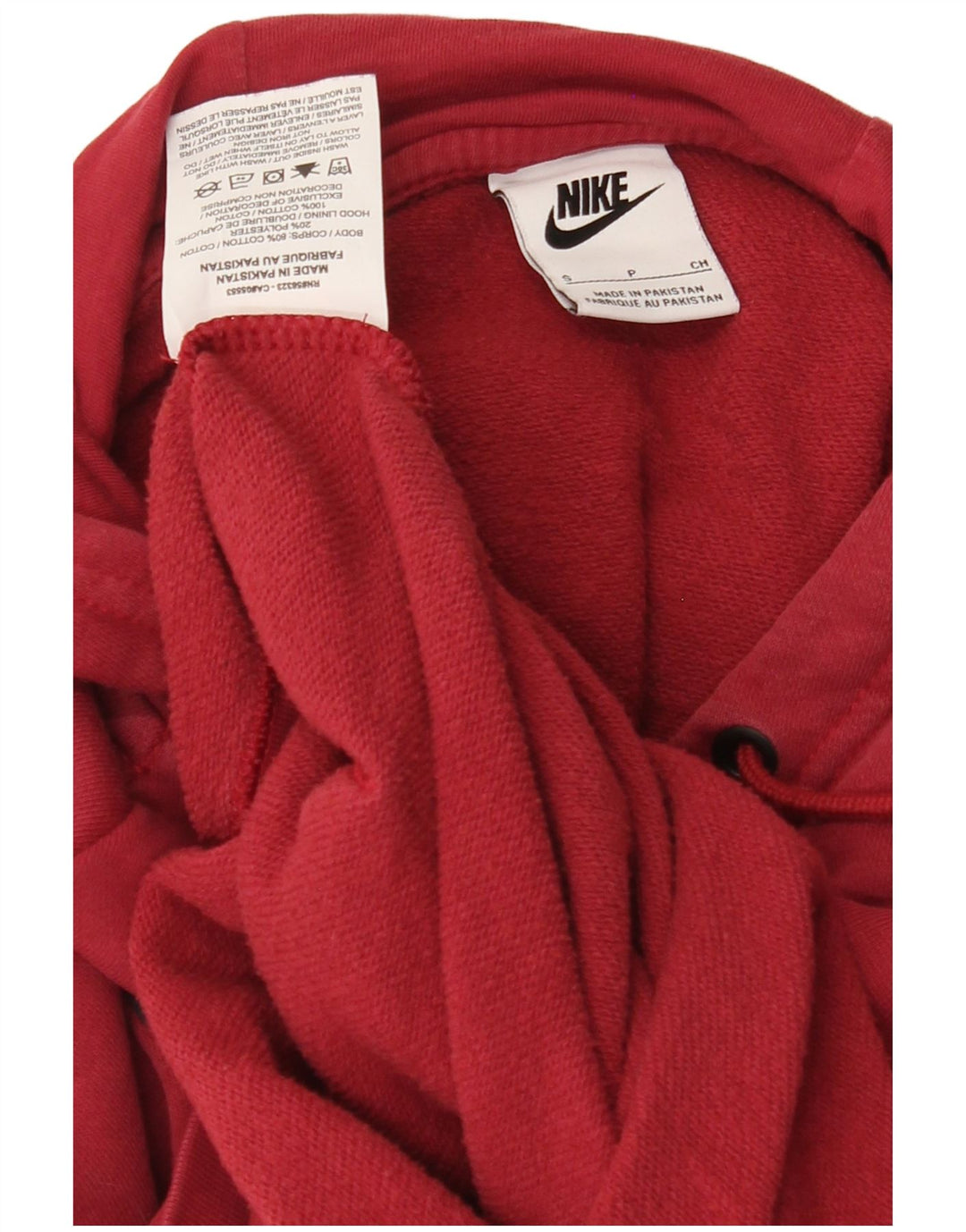 NIKE Mens Graphic Hoodie Jumper Small Red Cotton