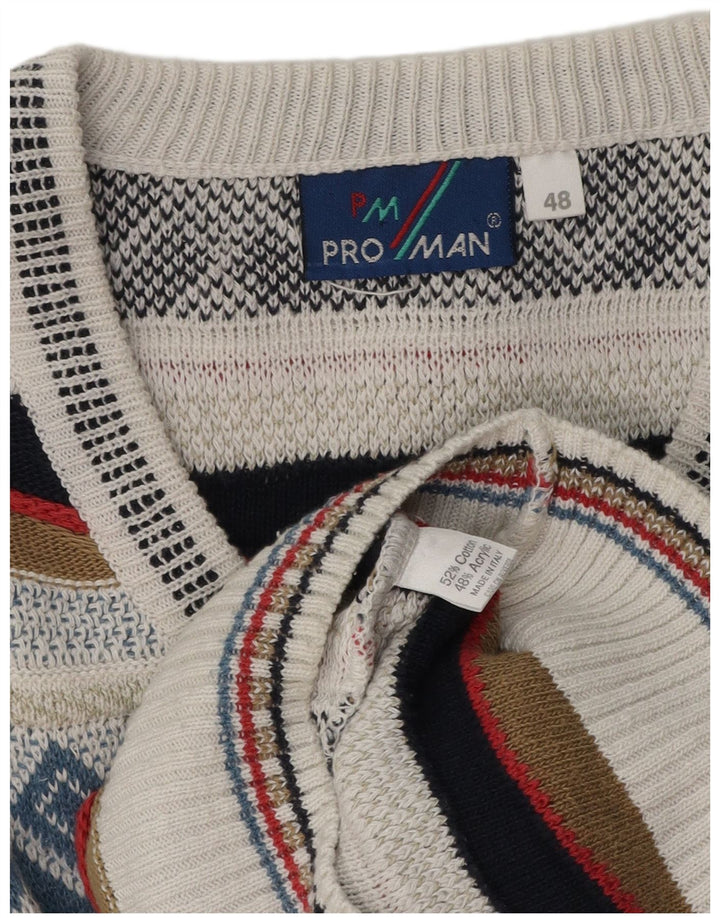 VINTAGE Pull col V pour homme IT 48 Medium Multicolore Fair Isle