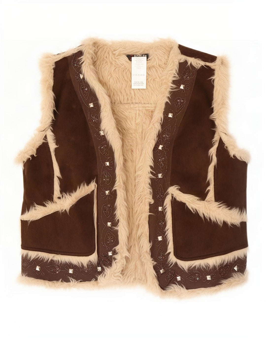 Morgan Gilet en fausse fourrure pour femme EU 40 Marron moyen Polyester