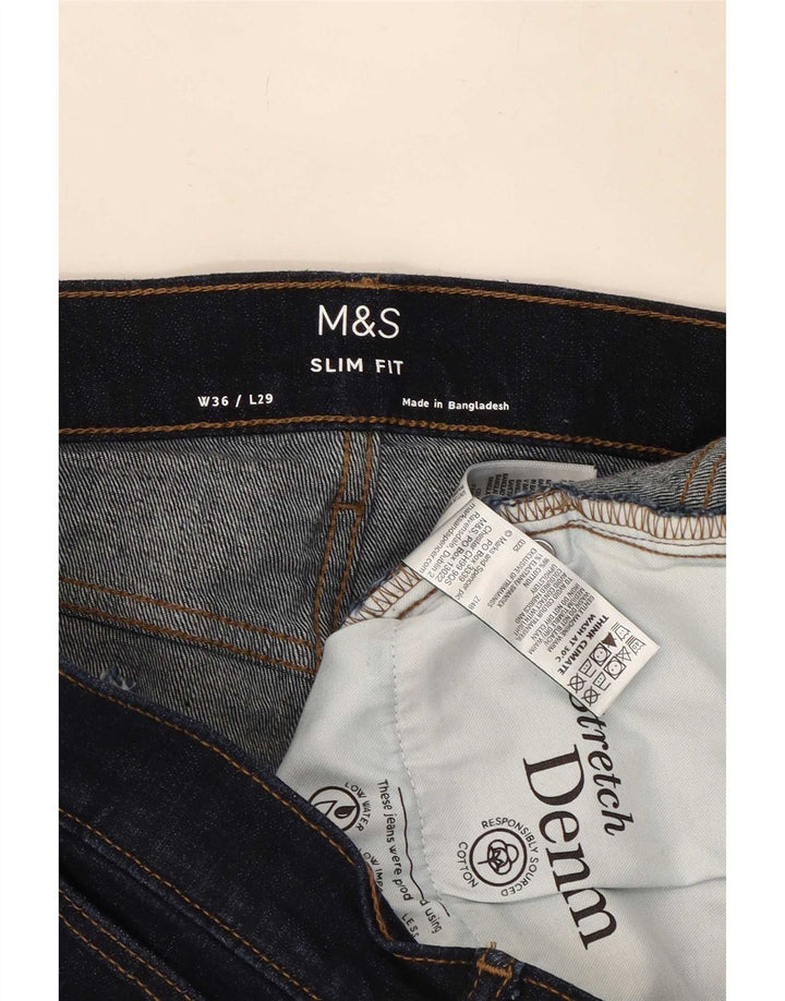 Marks & Spencer Jean Slim Homme W36 L29 Bleu Marine Coton