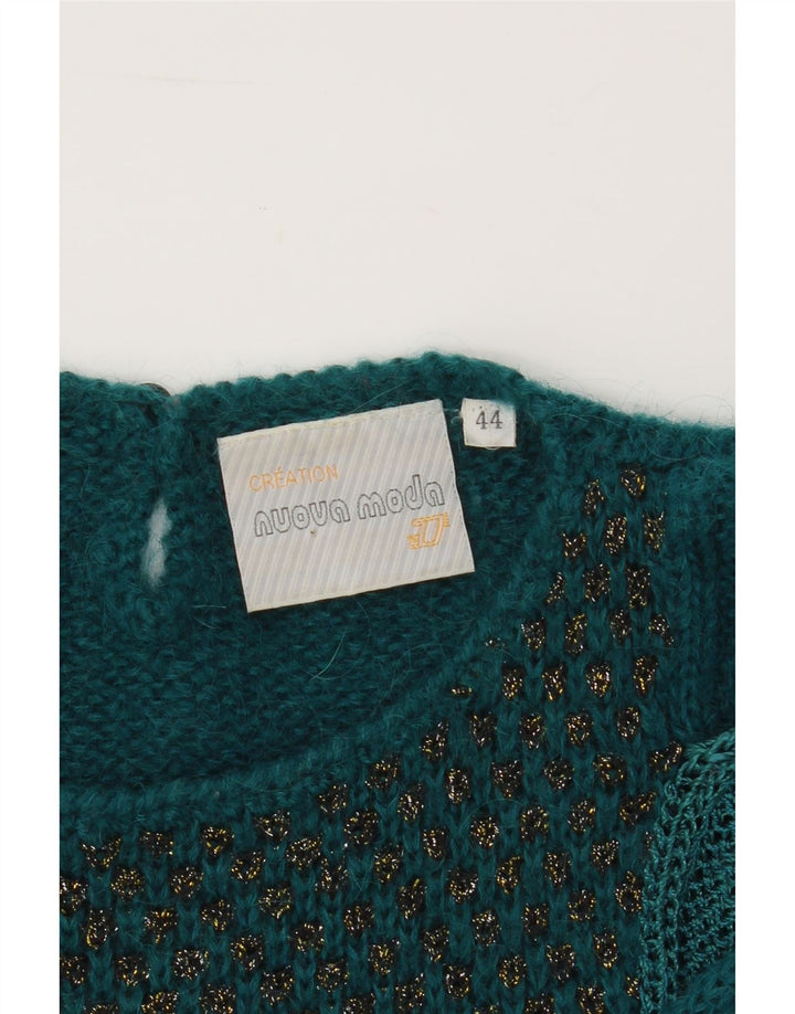 NUOVA MODA Womens Boat Neck Jumper Sweater IT 44 Medium Green Polyacrylic Vintage Nuova Moda and Second-Hand Nuova Moda from Messina Hembry 