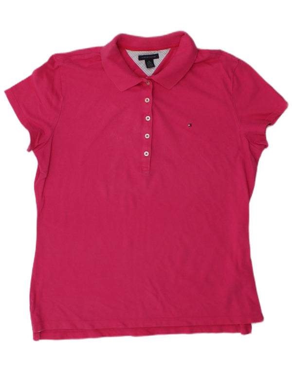 TOMMY HILFIGER Polo Femme UK 18 XL Rose Coton