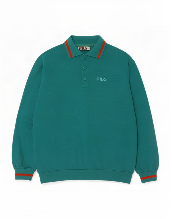 Fila Sweat-shirt graphique à col polo pour homme IT 50 en coton vert moyen