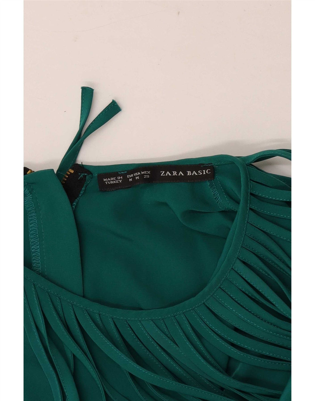 Zara Robe droite sans manches pour femme UK 12 Vert moyen