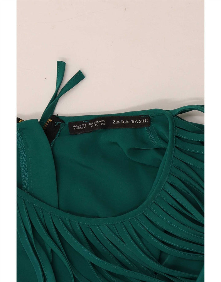 Zara Robe droite sans manches pour femme UK 12 Vert moyen