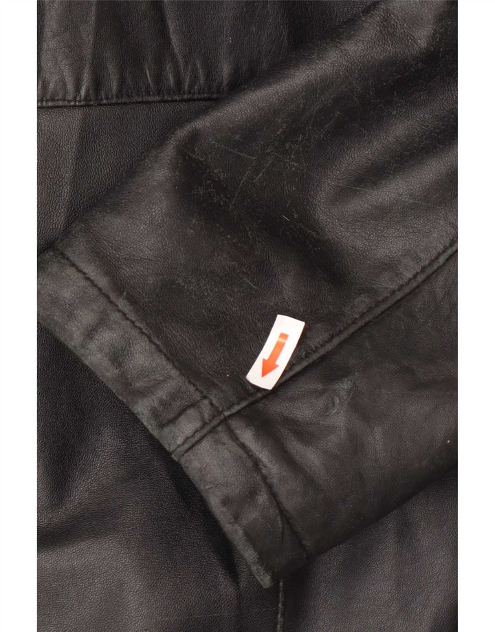Kiros Manteau en cuir surdimensionné à capuche pour femme IT 48 XL Noir