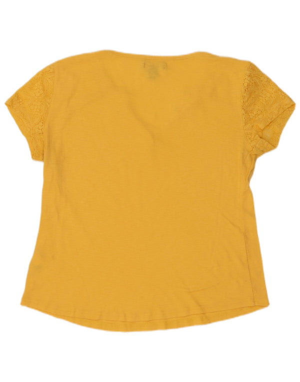Chaps T-Shirt Femme Top UK 16 Large Jaune Floral Nylon
