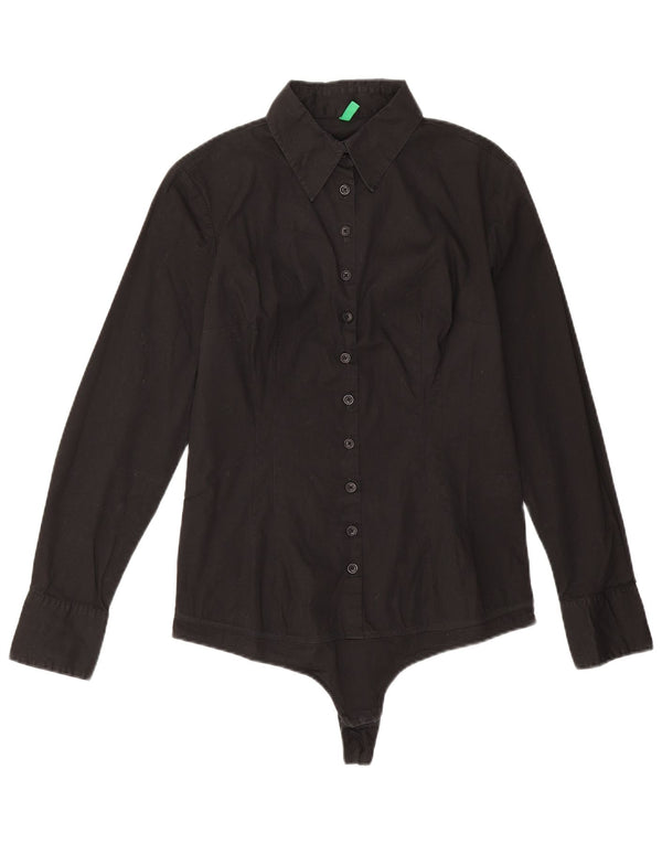 Benetton Body chemise à manches longues pour femme UK 12 noir moyen