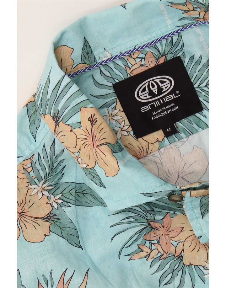 Chemise à Manches Courtes Homme Animal Bleu Moyen Floral