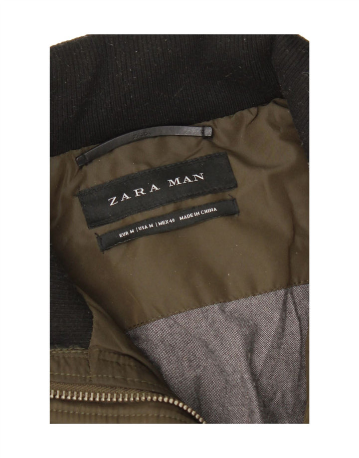 Zara Veste matelassée pour homme UK 38 Kaki moyen